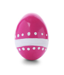 Decorated Easter egg on white background. Festive tradition