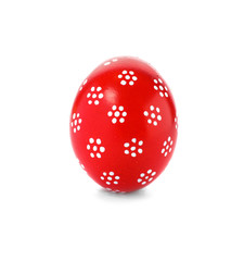 Decorated Easter egg on white background. Festive tradition
