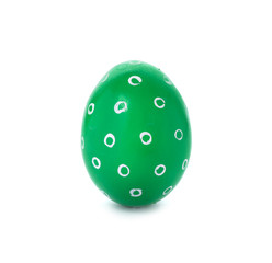 Decorated Easter egg on white background. Festive tradition