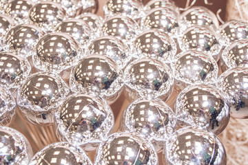 silver balls close-up decoration for Christmas
