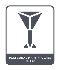 polygonal martini glass shape icon vector