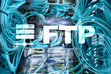 FTP - File transfer protocol. Internet and communication technology concept.
