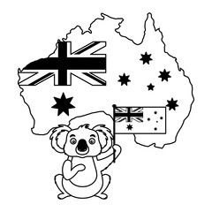 koala with hat australian flag map