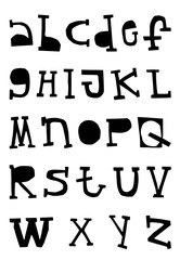 ABC - Latin alphabet. Unique nursery poster with letters cut out of paper in scandinavian style.