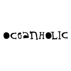 Oceanholic - fun lettering summer phrase cut out of paper in scandinavian style. Vector illustration