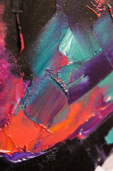 Fragment. Multicolored texture painting. Abstract art background. oil on canvas. Rough brushstrokes...