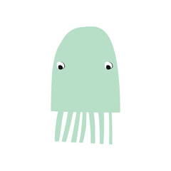 Summer kids poster with a jellyfish cut out of paper. Vector illustration