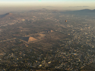 Teotihuacan mourning site view from hot air balloon