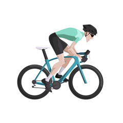 Fototapeta premium Cycling, cartoon road cyclist riding bike, side view, isolated vector illustration. Flat design