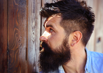 I dont like myself without a beard. Beard fashion trend. Handsome man with fashion beard and...