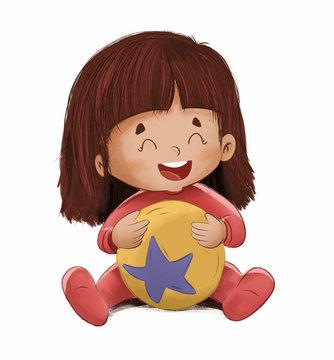 Ni&ntilde;a peque&ntilde;a jugando con una pelota