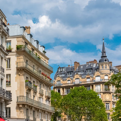 Paris, beautiful building in the center, typical parisian facade place de la Nation 