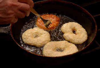 homemade donuts in a pan
