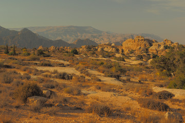 Wadi Dana Reserve typical landscape. Wadi Dana National Park. Jordan