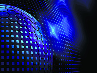 abstract techno background, sphere in cyberspace