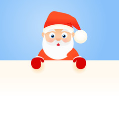 Cartoon Santa Claus with big board, vector illustration