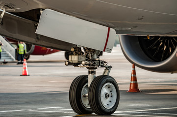 Close up view of landing gear