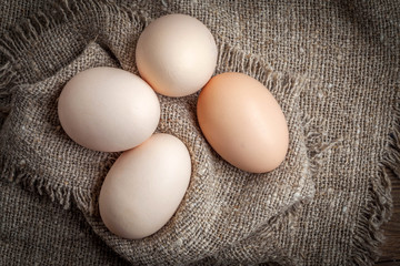 Raw organic farm eggs.