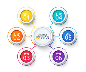 Circle elements for infographic with strokes. Template for diagram, graph, presentation and round chart. Business concept with 6 options, parts, steps or processes