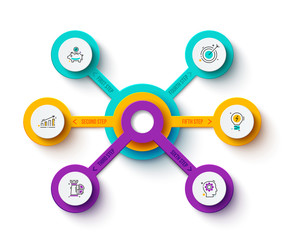 Business data visualization. Abstract elements of diagram with 6 steps, options, parts or processes. Vector business template for presentation. Creative concept for infographic.
