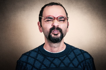Obraz premium Portrait of funny bearded man with expressions