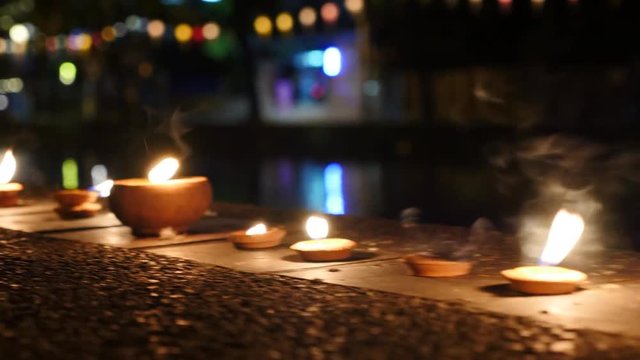 loy krathong candles in chiang mai