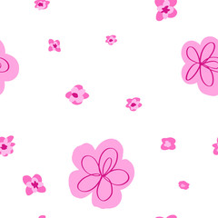 Obraz premium Floral seamless pattern. Endless spring background with hand drawn ethnic flowers. Template for summer design, postcards, print, poster, party, Valentine's day, Mothers day, vintage textile. Vector.