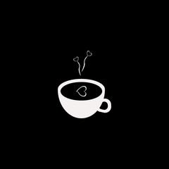 Coffee cup heart vector icon. flat Coffee cup heart design. Coffee cup heart illustration for graphic