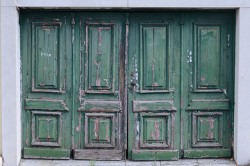 old wooden gate in green paint