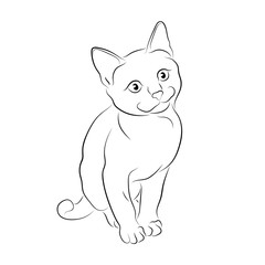 Vector illustration. Sketch of a seated kitten