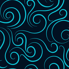 Seamless blue background with curls