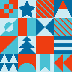 Geometry artwork with simple shape. Abstract vector seamless pattern design in Christmas style for package, fabric print, wallpaper, cover