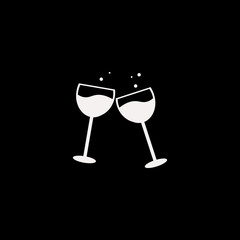 glasses wine vector icon. flat glasses wine design. glasses wine illustration for graphic