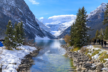 Lake Louise with rocky mountain in Banff national park