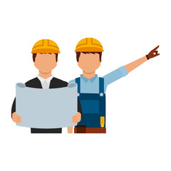architect and foreman with blueprint