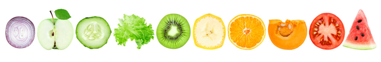 Collection of fruit and vegetable slices