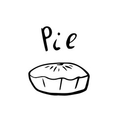 Thanksgiving day pie in hand drawn style