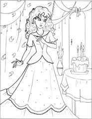 Coloring book for children. Beautiful little princess 03