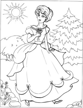 Coloring book for children. Beautiful little princess 02