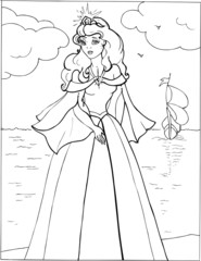 Coloring book for children. Beautiful little princess 08