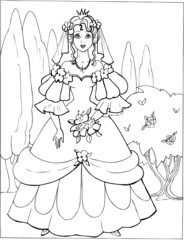 Coloring book for children. Beautiful little princess 09