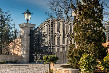 Iron gate with wrought ornament on it
