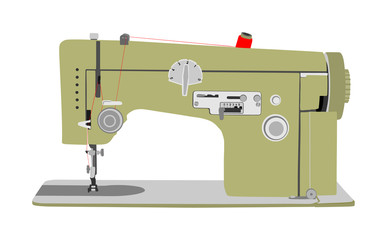 Sewing machine vector illustration isolated on white background. Fashion industry tool.