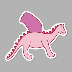Sticker with Dragon in cartoon style