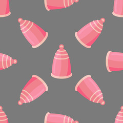 Menstrual cup seamless pattern in flat style