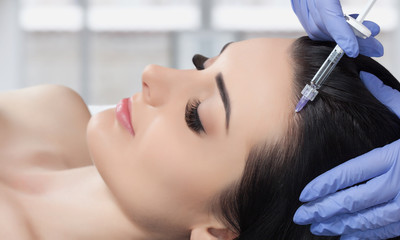 Procedure of mesotherapy. The doctor cosmetologist makes the procedure of mesotherapy in woman's...