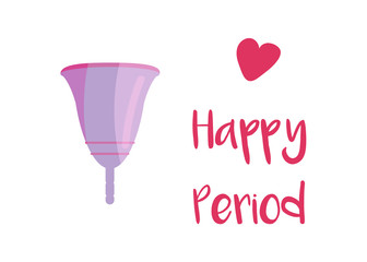Banner with menstrual cup in cartoon style