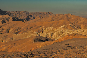 Fototapeta na wymiar Wadi Dana Reserve typical landscape. Wadi Dana National Park. Jordan