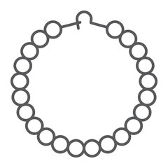 Pearls bracelet thin line icon, jewelry and accessory, bangle sign, vector graphics, a linear pattern on a white background.