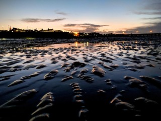 Ryde, Isle of wight: sands at sunset and low tide
